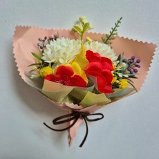 성묘 납골당 봉안당 추모원 꾸미기 핸드메이드 실크플라워 리스9종 미니꽃다발10종 미니화병3종, 1개, 꽃다발 폼폼국화 크림