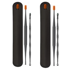 NEOMEN 말랑말랑 실리콘 귀이개, 2세트, 오렌지블랙, 2개입