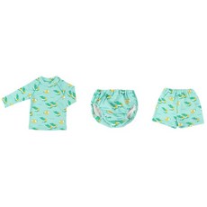 베이비앙 국내산 무형광 아기수영복/아기래쉬가드/유아수영복/유아래쉬가드 (수영장기저귀/물놀이팬티/방수기저귀 기능 포함), 01 튜브악어(민트), 3종세트(상의XL+팬츠(바지)XL+수영모), 1개, 특대형(XL)