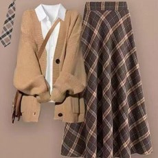 여성세트 3종세트 여성가디건 + 여성셔츠 + 롱스커트 ZBW26010823 70