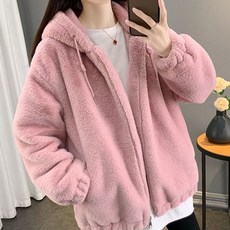 나바바 NC294 여성 데일리 양털 뽀글이 긴팔 후드 집업