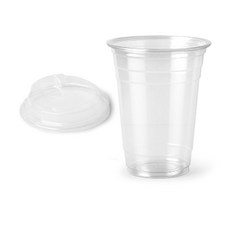 펠리스 투명 PET 아이스컵 + 스트로프리 뚜껑 세트, 1세트, 100개입, 410ml