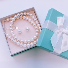 선물포장 실버925 스와로브스키 목걸이 귀걸이 세트 8mm 여성 진주세트 진주 목걸이 귀걸이 세트