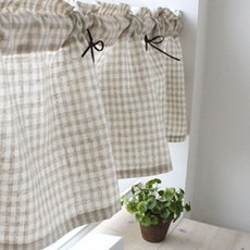 오트밀 베이지 바란스 미니주방커튼 가리개 2타입