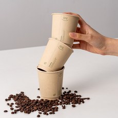 8온스 8oz 대나무 이중 종이컵 PLA 아인슈페너 쇼트 240mL 뚜껑별도, 25개, 1개