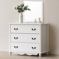 동서가구 미디어 화이트 3단 서랍장+거울 DF630214