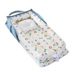 아기휴대용아기침대 접이식아기침대 휴대용베이비룸 여행용유아침대 범퍼침대유아 휴대용아기침대가드 범퍼애기침대 이동식아기침대, 아기동물 블루