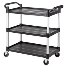 3단 서빙카트 운반카트 식당 주방 업소용 웨건 트롤리 스텐 특대형, 1개, 블랙
