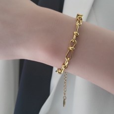 셀레니어 써지컬스틸 시크 매듭 럭셔리 체인 팔찌 골드