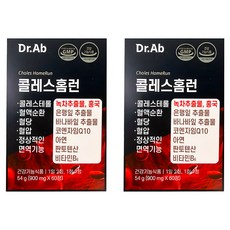 닥터아브 콜레스홈런 콜레스테롤 혈압 혈당 혈행 면역력 항산화 기억력 면역력/ 코엔자임Q텐 홍국 녹차 바나바잎 추출물 아연 판토텐산 비타민B6, 2박스, 60정
