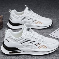 남성 여름 망면 운동화 흰색 두꺼운 바닥 캐주얼 운동화 러닝화