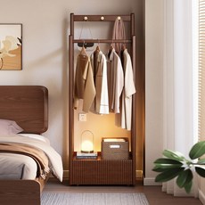 에코소라노 원목 다기능 이동식 행거 침대 옆 겸 옷걸이 행거, 월넛