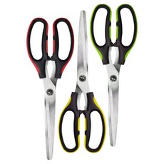 [1+1+1] 다용도 양손가위 절삭력 좋은 스텐가위 주방용 캠핑용 멀티용 생선 고기등 다양한 사용 업소 식당사용 추천, 3개, 혼합색상