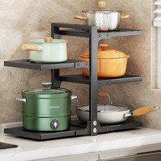 킵더데이 냄비정리 후라이팬 정리대 냄비 수납 정리대, 1세트, 블랙, 5단