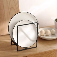 사각 철제 접시꽂이 도마 거치대, 블랙 L(큰접시용), 1개