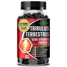 Tribulus Terrestris 추출물 - 에너지 성능 기분 개선 호르몬 균형을 위한 최대 효능 테스토스테론 부스터 및 에스트로겐 차단제 지원 - 120 캡슐, 120캡슐, 120정, 1개