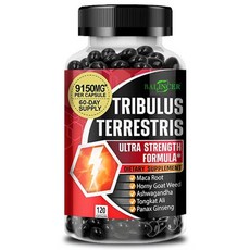 Tribulus Terrestris 추출물 - 에너지 성능 기분 개선 호르몬 균형을 위한 최대 효능 테스토스테론 부스터 및 에스트로겐 차단제 지원 - 120 캡슐, 60캡슐, 60정, 1개
