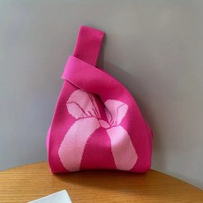 마노슈가 리본패턴 니트가방 리본백 니트손가방