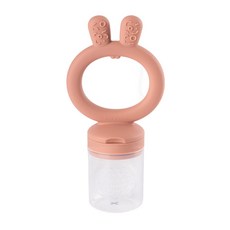 모모빈 실리콘 토끼 손잡이 과즙망 치발기 유아 과일망 실리콘망, 1개, 테라코타 로즈