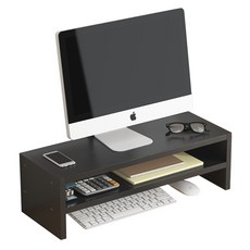 기본형 2단 수납형 모니터받침대 책상정리, 블랙