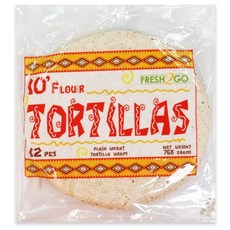 Fresh2Go Tortilla Bread (Roti) 10 Inch (12pcs) (2+1) 2304g 또띠아 10인치, 3개, 2.304kg