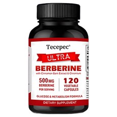 계피 껍질 추출물과 크롬이 함유된 엑스트라 스트렝스 베르베린 500 mg 식욕 조절 포도당 대사 심장 지원, 1박스, 60정