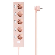 (안전커버 증정)웨이브 멀티탭 개별 절전 스위치 과부하차단 5구 멀티콘센트 전기코드 50cm 1.5m 3m 5m 7m, 개별 5구 파스텔핑크, 1개
