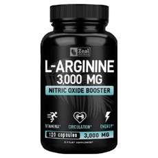 L-아르기닌 3000mg 캡슐근육 성장 혈관 기능 및 에너지를 지원하는 최대 강도의 L-아르기닌 산화질소 보충제, 1개, 60정