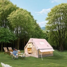 아이순스 (AISUNSS) 에어텐트 6.3평 옥스퍼드 재질 공기주입식 캠핑 에어텐트 풀세트(베이지 창문/블랙 창문), 옥스퍼드 재질 천창 모델 6.3, 베이지, 3-4