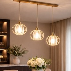 LED 식탁등 팬던트 4~6인 테이블 주방조명 빅뱅 소울글로우 3등 팬던트, 골드