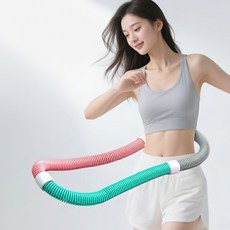 더앤모어 쉽게 돌아가는 스프링 훌라후프 다이어트 홈트 뱃살, 1개, 그레이+핑크, 1.4kg