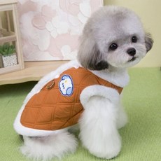강아지 냥냥이 반려견 누빔 퍼 김장 할머니 할매 조끼, 옐로우, 옐로우, 1개