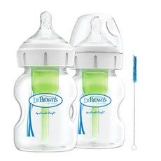 닥터브라운 와이드넥 옵션스 플러스 PP 젖병 트윈팩 + 세척솔 1p, 혼합 색상, 150ml, 1개