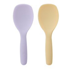 두패밀리 실리콘 밥주걱 미니주걱 밥알 밥풀 안붙는 붙지않는 1인주걱 볶음, 2개, 노랑+보라