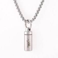 생명캡슐 S물방울목걸이 3mm65cm 각인불가 니트로글리세린 협심증 약보관, 1개