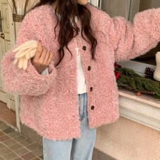 여성 캐주얼 오버핏 퍼 자켓 하객룩 토글퍼자켓 하프자켓 빅사이즈 오버핏 겨울자켓