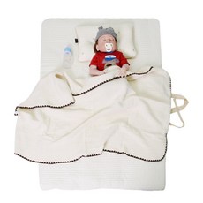 Benebric 可拆式午睡墊組+棉紗蓋毯, 灰色星星款(墊子+枕頭)+象牙白(被子)