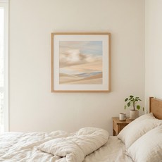 olivet 우드그레인 인테리어 액자 벽걸이 스탠드 겸용 무타공 사진틀 50*50cm, 1개, 원목색