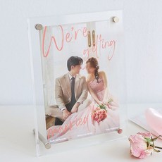 엘블랑꼬 청첩장 액자 투명 아크릴 액자 포토청첩장 보관 탁상용 웨딩 포토테이블, 1개