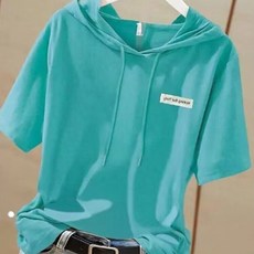 패션고리 여름 여성 캐주얼 데일리 후드 반팔 티셔츠 ZX055