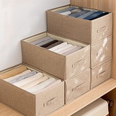 디모어 린넨 의류 옷 수납정리 패브릭 정리박스, 2개, 카키베이지