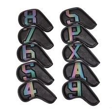 볼벤 아이언커버 드라이버보호캡 가죽캡 10개세트 벨크로타입 2종 택1, 블랙