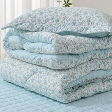 국산 리빙캐슬 로사가든 소프트마이크로 이불 + 패드 + 베개커버 세트