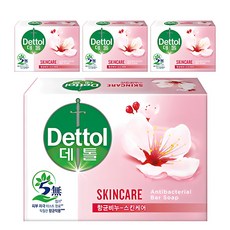 데톨 스킨케어 향균비누, 100g, 4개