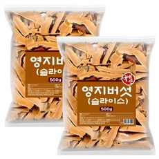 백세약방 국산 영지버섯 슬라이스 원물 건조 말린 영지버섯차 먹는법 효능, 2개, 500g