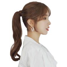 가발나라 여성 벨크로 포니테일 묶음머리 가발 내츄럴글램펌, 다크블랙, 1개