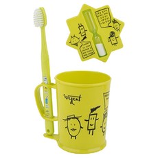 加寬兒童牙刷11-13歲+牙刷杯+沙漏套組青檸, 5組