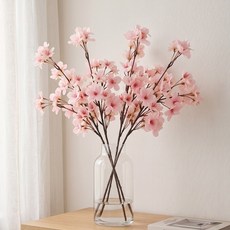 가온그린 고급 벚꽃 조화 인조 꽃 가지 자연스러운 봄 인테리어 소품, 6개, 라이트핑크 6개, 라이트핑크