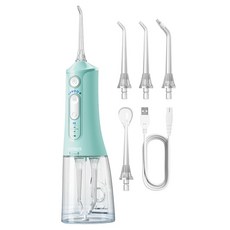 COSLUS 코슬루스 6단 수압+3종 모드 휴대용 구강세정기 IPX7 급방수+4개 노즐팁, 초록색, C51 초록색, C51