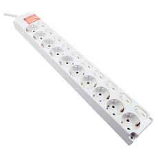 국산 과부하 차단 접지 개별 10구 스위치 멀티탭 콘센트 IT, 1개, 화이트, 1.5m